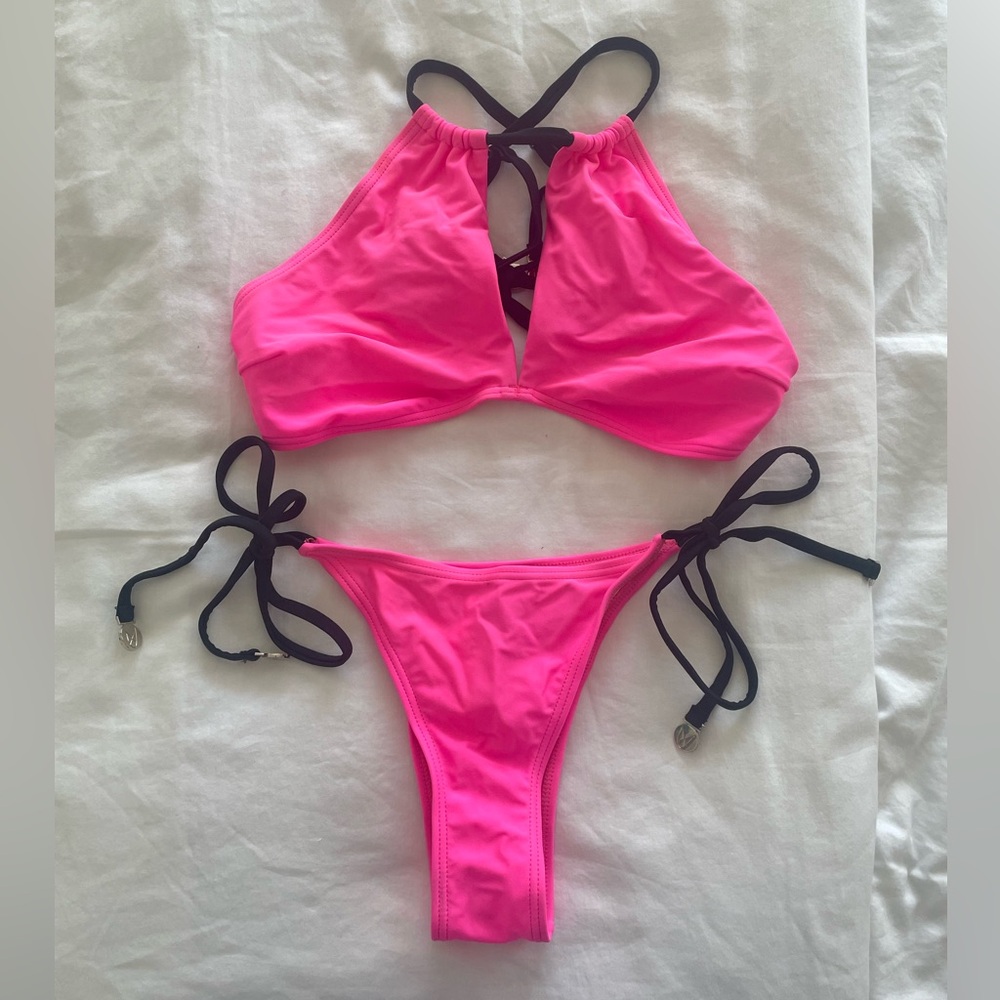 MINKPINK Pink Bikini Set (Bottom: XS, Top: S)